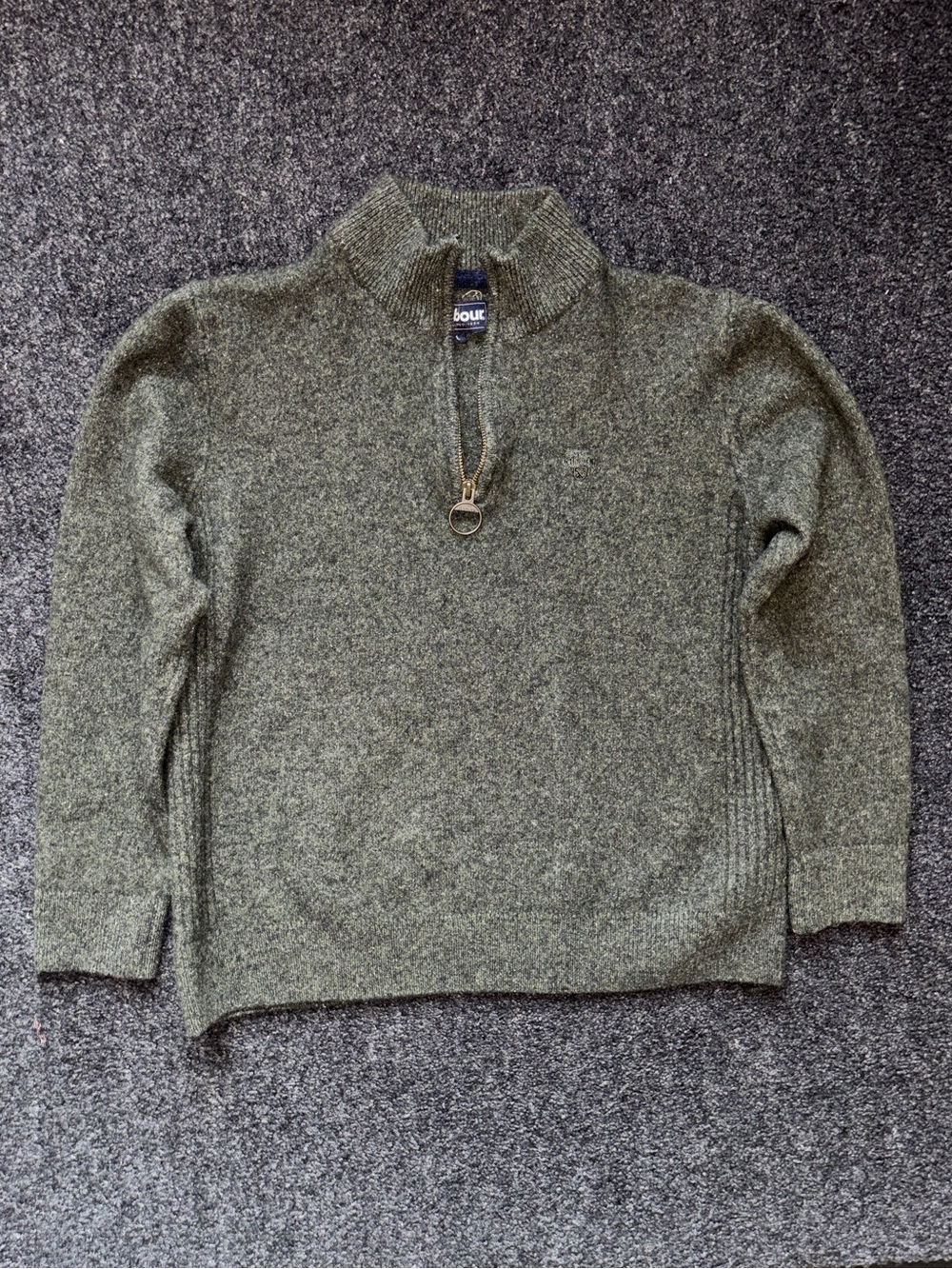 Barbour Sweater Men’s Wool Silk Blend 1/4 Zip Mock Neck Knit Pullover Sz Large